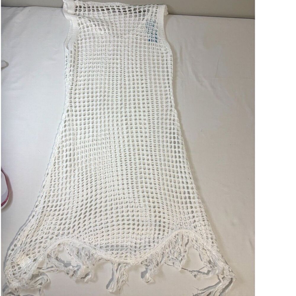 Boho Beach Crochet Cover Up Fringe Coastal Resort Swim Dress Cupshe M - Picture 3 of 8